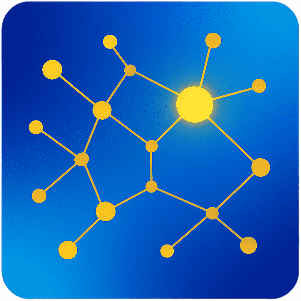Yellow dots connected with lines like a neural network